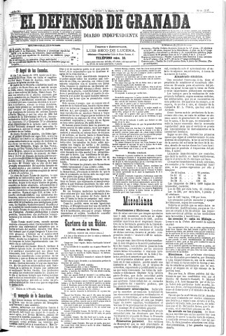 'El Defensor de Granada  : diario político independiente' - Año XI Número 3515  - 1890 Marzo 07