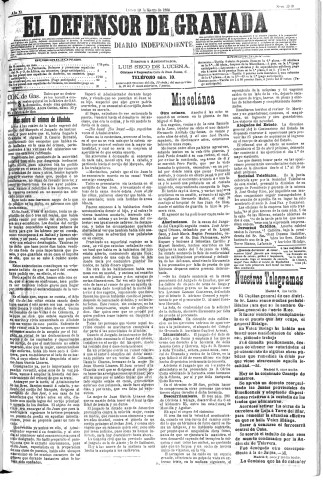 'El Defensor de Granada  : diario político independiente' - Año XI Número 3518  - 1890 Marzo 10