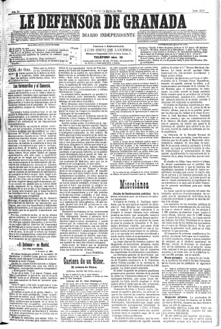 'El Defensor de Granada  : diario político independiente' - Año XI Número 3519  - 1890 Marzo 11