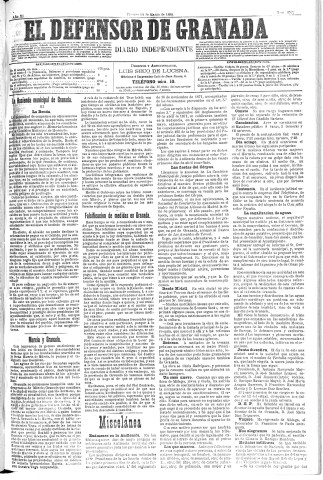'El Defensor de Granada  : diario político independiente' - Año XI Número 3522  - 1890 Marzo 14