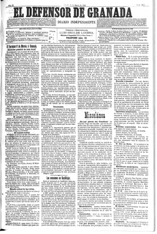 'El Defensor de Granada  : diario político independiente' - Año XI Número 3523  - 1890 Marzo 15