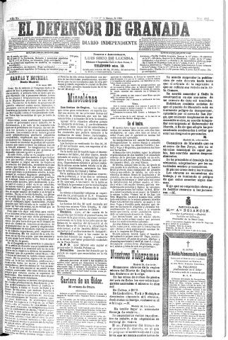 'El Defensor de Granada  : diario político independiente' - Año XI Número 3525  - 1890 Marzo 17