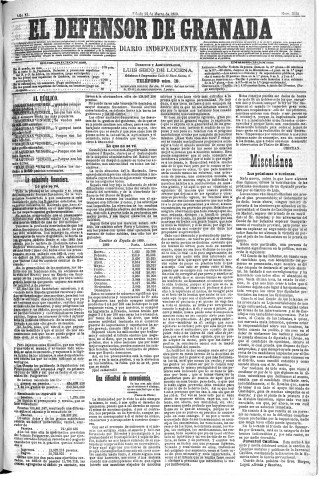 'El Defensor de Granada  : diario político independiente' - Año XI Número 3530  - 1890 Marzo 22
