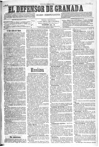 'El Defensor de Granada  : diario político independiente' - Año XI Número 3533  - 1890 Marzo 25