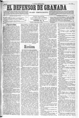 'El Defensor de Granada  : diario político independiente' - Año XI Número 3536  - 1890 Marzo 28