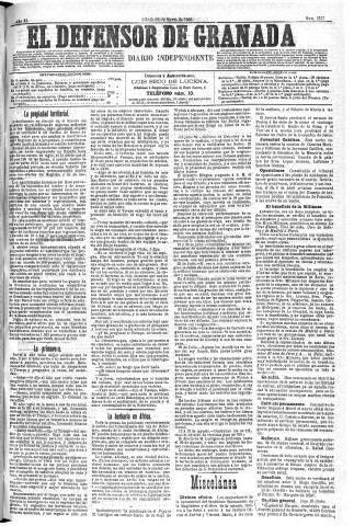 'El Defensor de Granada  : diario político independiente' - Año XI Número 3537  - 1890 Marzo 29