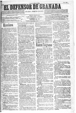 'El Defensor de Granada  : diario político independiente' - Año XI Número 3539  - 1890 Marzo 31