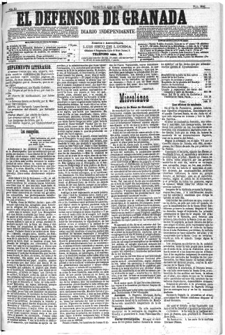 'El Defensor de Granada  : diario político independiente' - Año XI Número 3542  - 1890 Abril 03