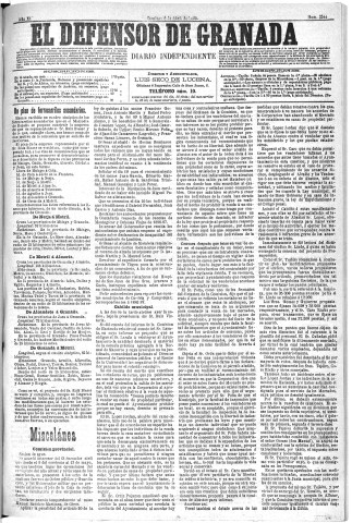 'El Defensor de Granada  : diario político independiente' - Año XI Número 3544  - 1890 Abril 06