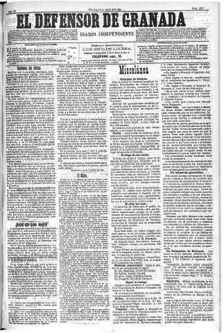 'El Defensor de Granada  : diario político independiente' - Año XI Número 3547  - 1890 Abril 09