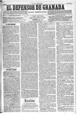 'El Defensor de Granada  : diario político independiente' - Año XI Número 3548  - 1890 Abril 10