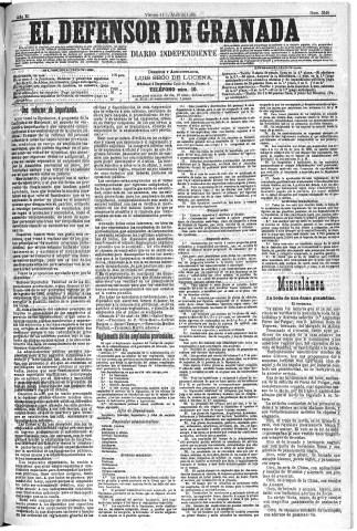 'El Defensor de Granada  : diario político independiente' - Año XI Número 3549  - 1890 Abril 11