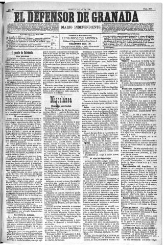 'El Defensor de Granada  : diario político independiente' - Año XI Número 3550  - 1890 Abril 12