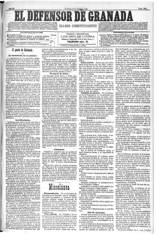 'El Defensor de Granada  : diario político independiente' - Año XI Número 3551  - 1890 Abril 13