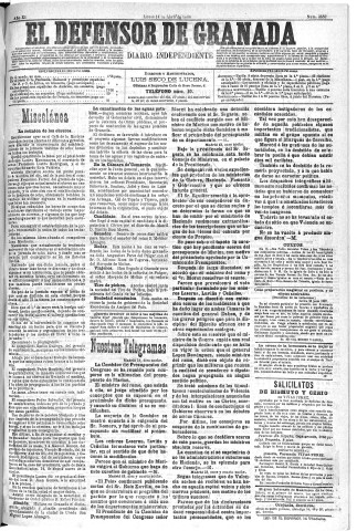'El Defensor de Granada  : diario político independiente' - Año XI Número 3552  - 1890 Abril 14