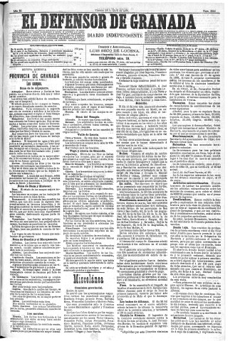 'El Defensor de Granada  : diario político independiente' - Año XI Número 3556  - 1890 Abril 18