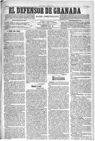 'El Defensor de Granada  : diario político independiente' - Año XI Número 3561  - 1890 Abril 23