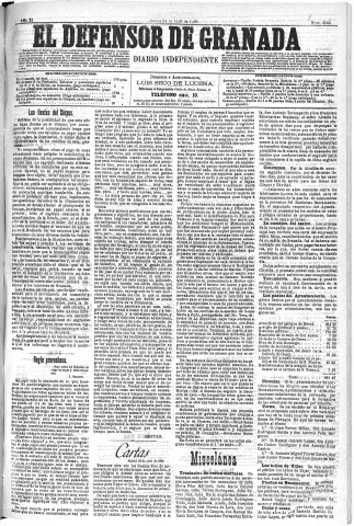 'El Defensor de Granada  : diario político independiente' - Año XI Número 3562  - 1890 Abril 24