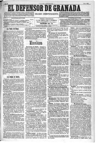 'El Defensor de Granada  : diario político independiente' - Año XI Número 3563  - 1890 Abril 25