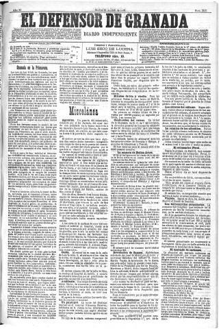 'El Defensor de Granada  : diario político independiente' - Año XI Número 3567  - 1890 Abril 29