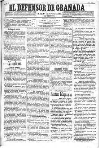 'El Defensor de Granada  : diario político independiente' - Año XI Número 3569 2ª ed. - 1890 Abril 30