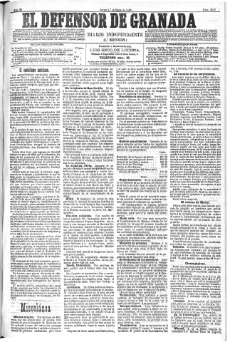 'El Defensor de Granada  : diario político independiente' - Año XI Número 3570  - 1890 Mayo 01