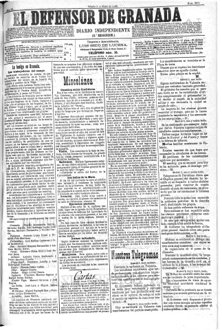 'El Defensor de Granada  : diario político independiente' - Año XI Número 3573 2ª ed. - 1890 Mayo 03