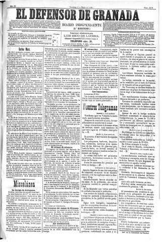 'El Defensor de Granada  : diario político independiente' - Año XI Número 3575 2ª ed. - 1890 Mayo 04