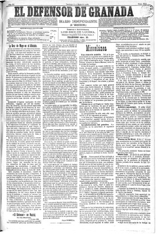 'El Defensor de Granada  : diario político independiente' - Año XI Número 3576 3ª ed. - 1890 Mayo 04