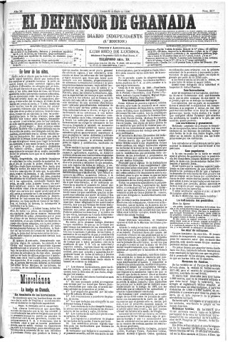 'El Defensor de Granada  : diario político independiente' - Año XI Número 3578 3ª ed. - 1890 Mayo 05