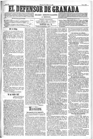 'El Defensor de Granada  : diario político independiente' - Año XI Número 3581 1ª ed. - 1890 Mayo 07