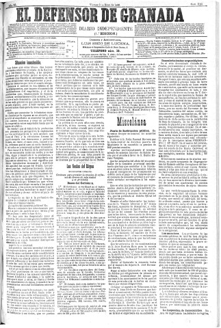 'El Defensor de Granada  : diario político independiente' - Año XI Número 3585 1ª ed. - 1890 Mayo 09
