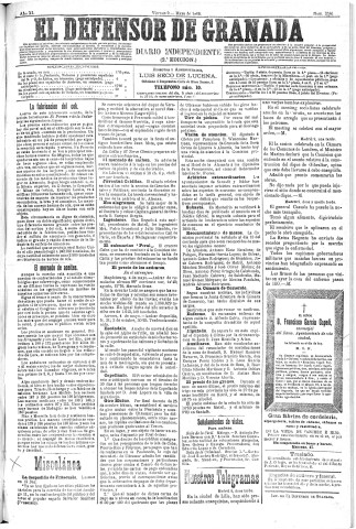 'El Defensor de Granada  : diario político independiente' - Año XI Número 3586 2ª ed. - 1890 Mayo 09