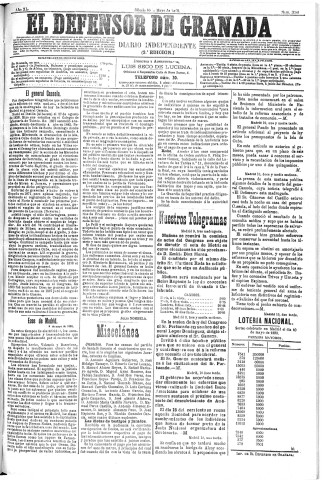 'El Defensor de Granada  : diario político independiente' - Año XI Número 3588 2ª ed. - 1890 Mayo 10