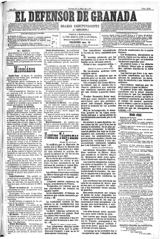 'El Defensor de Granada  : diario político independiente' - Año XI Número 3599 1ª ed. - 1890 Mayo 16