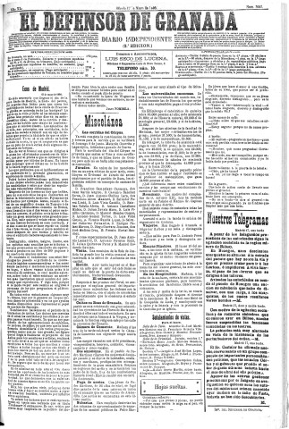 'El Defensor de Granada  : diario político independiente' - Año XI Número 3602 2ª ed. - 1890 Mayo 17