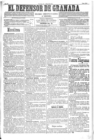 'El Defensor de Granada  : diario político independiente' - Año XI Número 3604 2ª ed. - 1890 Mayo 18
