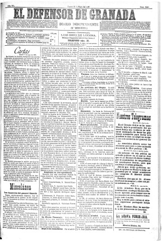 'El Defensor de Granada  : diario político independiente' - Año XI Número 3606 2ª ed. - 1890 Mayo 19