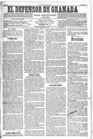 'El Defensor de Granada  : diario político independiente' - Año XI Número 3607 1ª ed. - 1890 Mayo 20