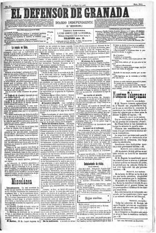 'El Defensor de Granada  : diario político independiente' - Año XI Número 3610 2ª ed. - 1890 Mayo 21