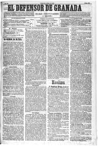 'El Defensor de Granada  : diario político independiente' - Año XI Número 3615 1ª ed. - 1890 Mayo 24
