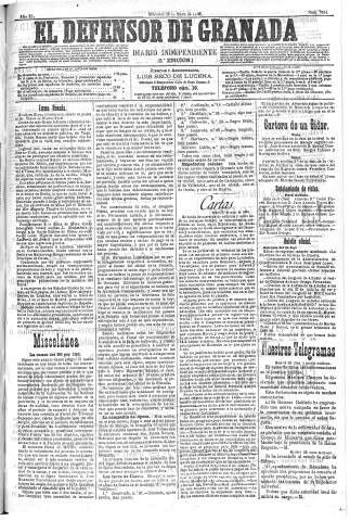 'El Defensor de Granada  : diario político independiente' - Año XI Número 3624 2ª ed. - 1890 Mayo 28