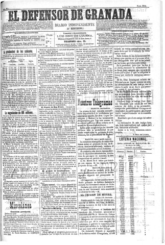 'El Defensor de Granada  : diario político independiente' - Año XI Número 3626 2ª ed. - 1890 Mayo 29