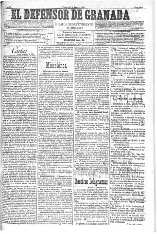 'El Defensor de Granada  : diario político independiente' - Año XI Número 3628 2ª ed. - 1890 Mayo 30