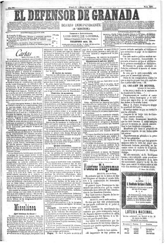 'El Defensor de Granada  : diario político independiente' - Año XI Número 3630 2ª ed. - 1890 Mayo 31