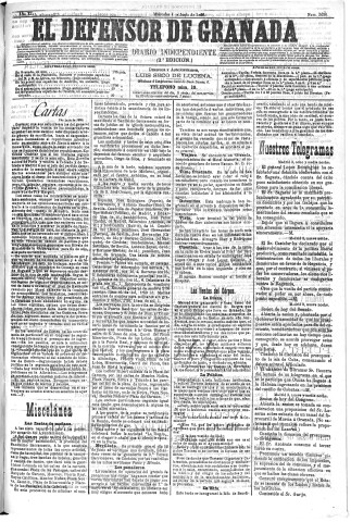 'El Defensor de Granada  : diario político independiente' - Año XI Número 3638 2ª ed. - 1890 Junio 04
