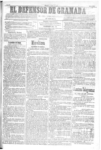 'El Defensor de Granada  : diario político independiente' - Año XI Número 3642 2ª ed. - 1890 Junio 07