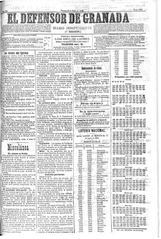 'El Defensor de Granada  : diario político independiente' - Año XI Número 3654 2ª ed. - 1890 Junio 13