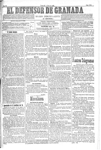 'El Defensor de Granada  : diario político independiente' - Año XI Número 3660 2ª ed. - 1890 Junio 16