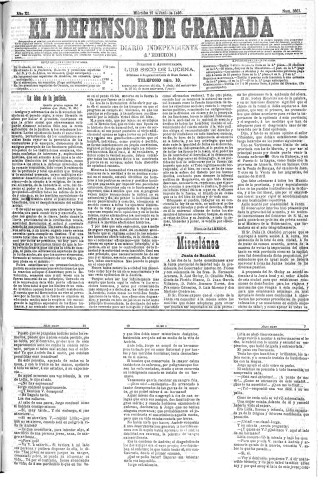 'El Defensor de Granada  : diario político independiente' - Año XI Número 3663 1ª ed. - 1890 Junio 18